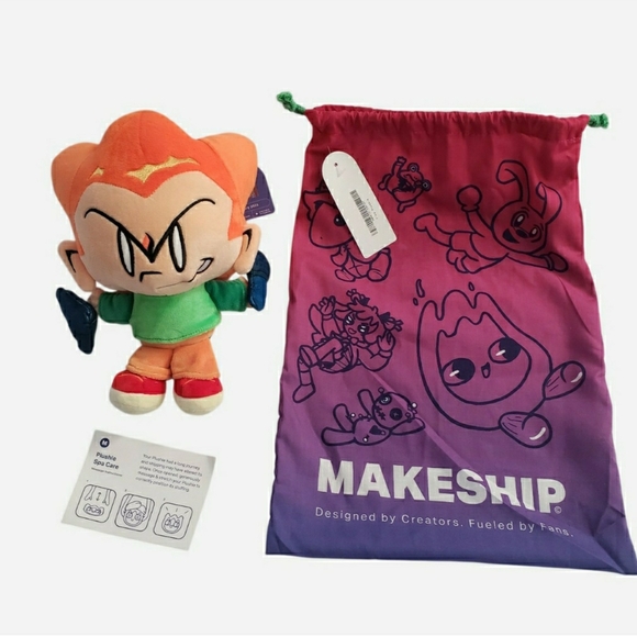 Makeship Friday Night Funkin' Pico Plush NWT Rare 3208 made Drawstring Dust Bag